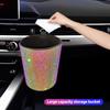 Rhinestone Car Trash Can Cute Garbage Cans Auto Air Vent Trash Bin Portable Waterproof Pink Bling Car Accessories for Women