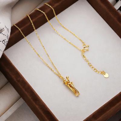 Collana Ciondolo Coppia Abbracciata Dorata Leggera Ipoallergenica Abbraccio Uomo Donna Collana a Catena Gioielli di Moda Accessori Regalo di Compleanno