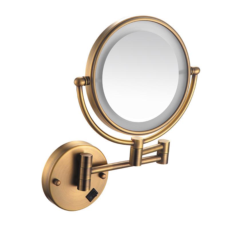 LED Bathroom Vanity Mirror with Folding Makeup Light - Wall-Mounted for Home & Hotel Use