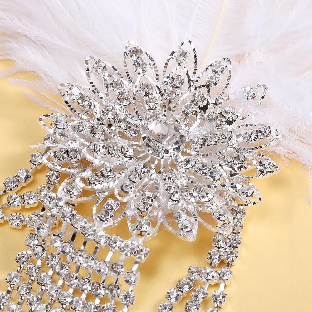 Vintage Cosplay Dress Headwear Crystal 1920s Hair Accessories Feather Headband Stage Performance