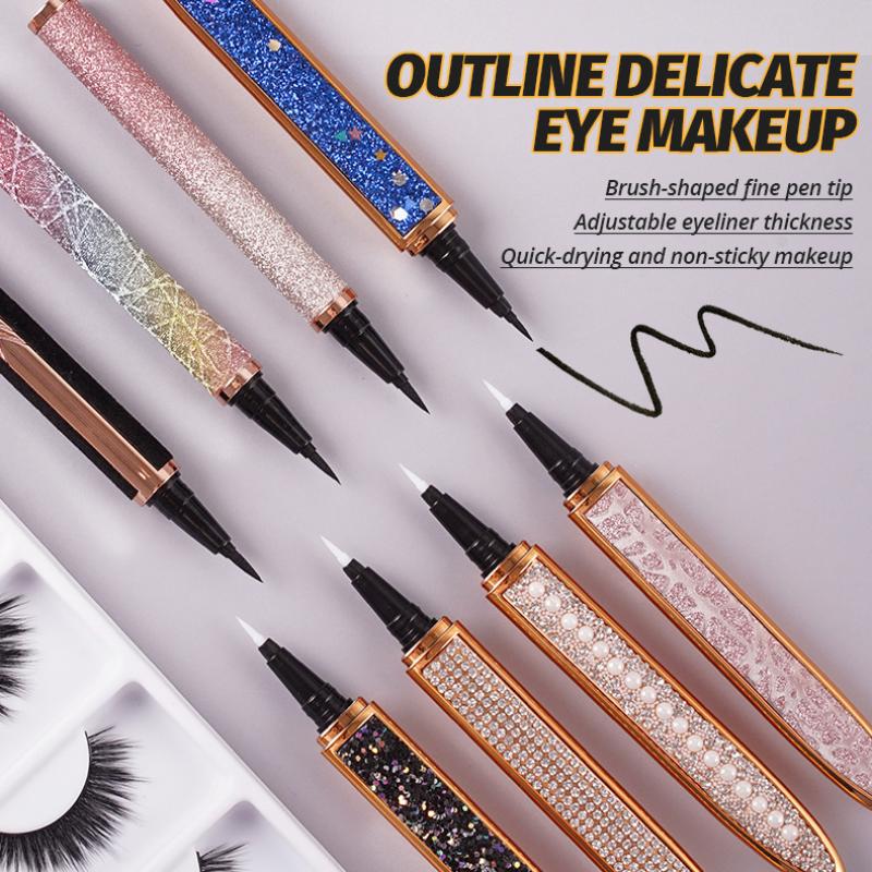 5 Colors 2 IN 1Self-adhesive Eyeliner Pen For False Eyelashes Glue-free Magnetic-free Waterproof No Blooming Eye Liner Pencil