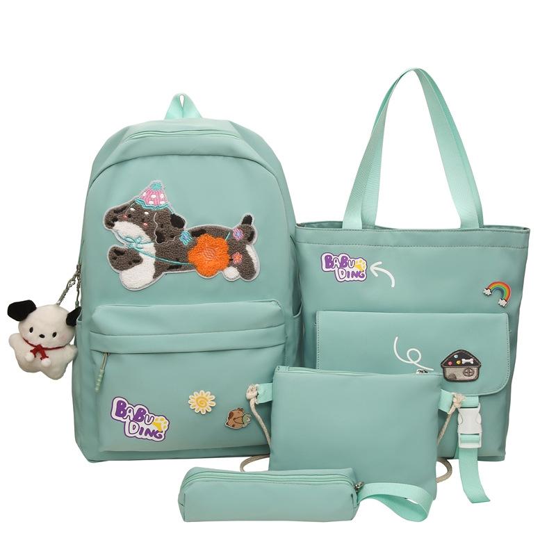 

Многокомпонентный рюкзак для женщин, школьный рюкзак для средней школы с изображением собаки из мультфильма «Кампус» зелёный