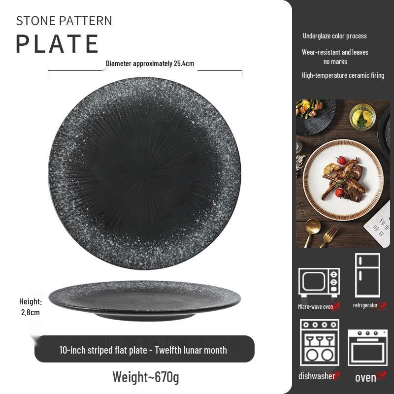 Japanese Ceramic Retro Dining Plate for Pasta, Steak, and Desserts