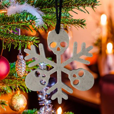 Yousheng Skull Snowflake Ornament 3D Printed Gothic Snowflake Xmas Tree Hanging Decoration for Tree Window Holiday Decor