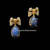 Vintage Western Stud Earrings with Rhinestone & Lapis Lazuli, 925 Silver Needle, Versatile Style for Women.