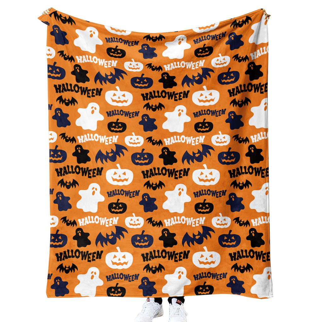 Halloween Pumpkin Design digitalprinted polyester Bedroom velvet flannel soft sofa cover blanket Fleece soft sofa cover