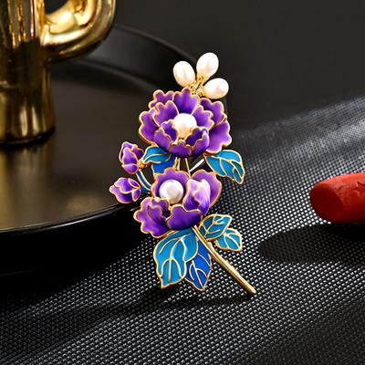 New Chinese Style Fashion Peony Brooch Female High-End Rich And Elegant Pearl Flower Brooch