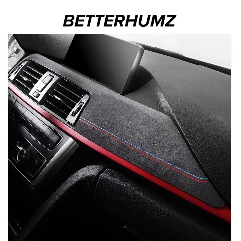 Beterhumz Car Dashboard Panel Multimedia Cover Trim For BMW F30 F32 F34 320i 328i 330i Top Suede Stickers Interior Accessories