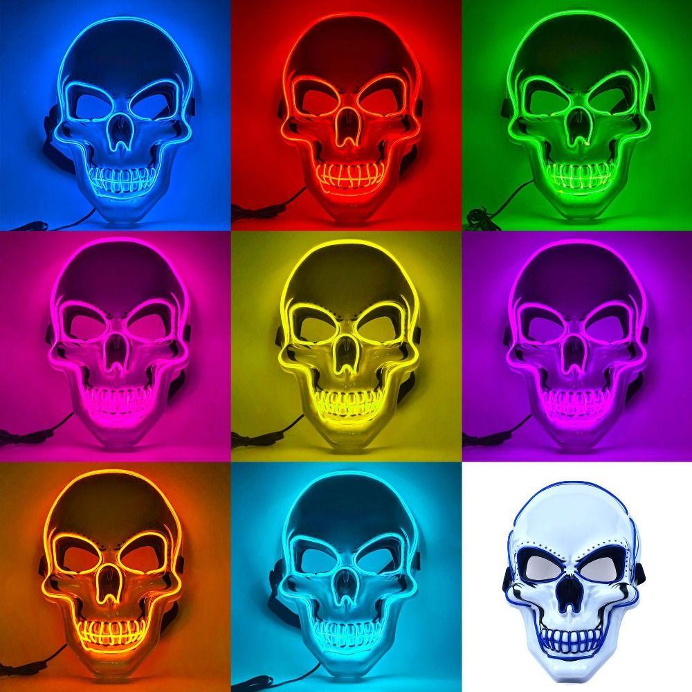 Fashion Horror Halloween Skull Mask LED Light Cosplay Costume Cosplay Mask Halloween Party Supplies Party Makeup Ball