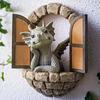 Christmas Dinosaur Window-Climbing Garden Ornament: Resin Gnome Statue Decoration