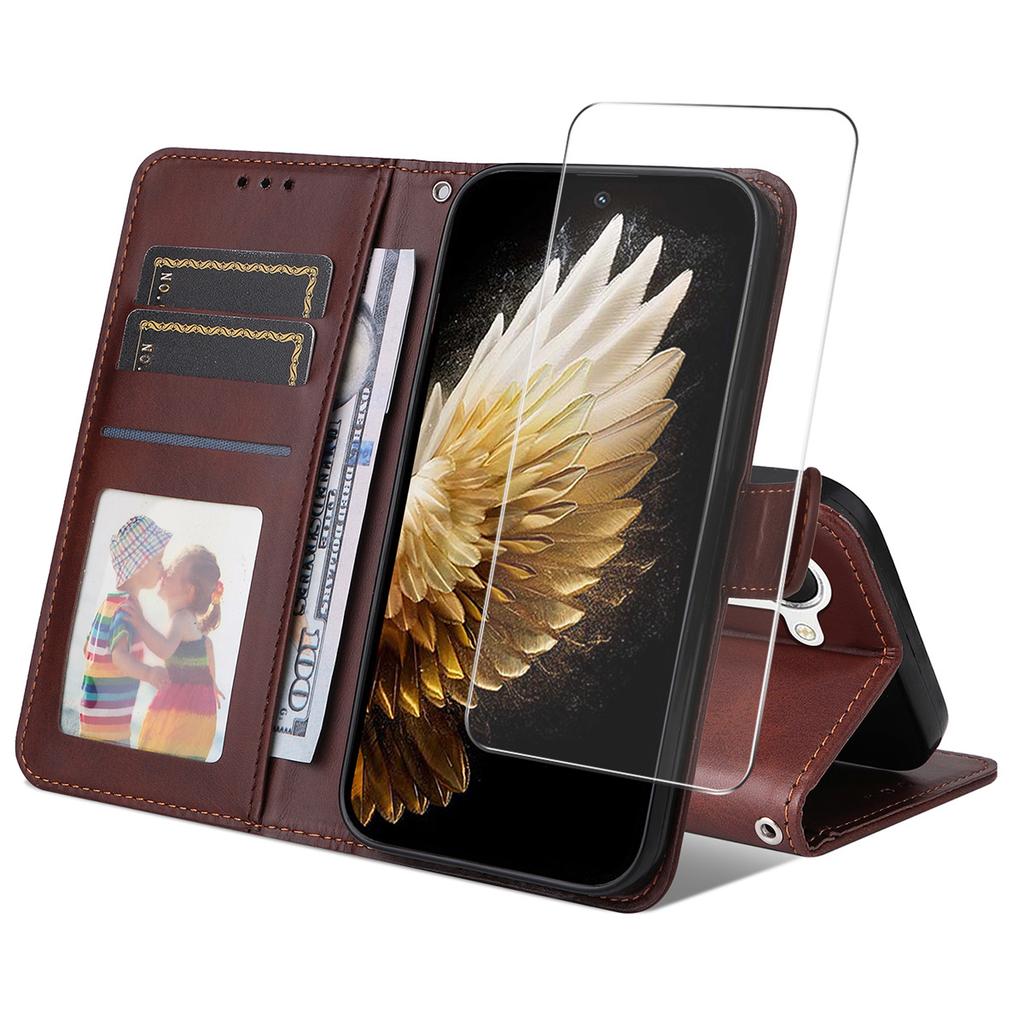 For TECNO Spark 40 Pro 4G PU Leather Wallet Case Phone Stand Cover with Tempered Glass