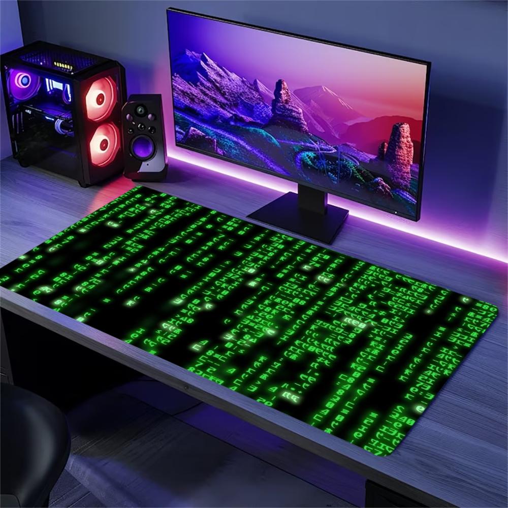 Matrix Code Extended Gaming Mouse Pad Non Slip Rubber Base Large Desk Mat Smooth Surface For Pc Laptop Office Gaming Decor