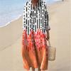 Long Sleeve Shirt Dress Women's Casual Floral 3D Printed Sleeve Long Dress Bamboo Hemp