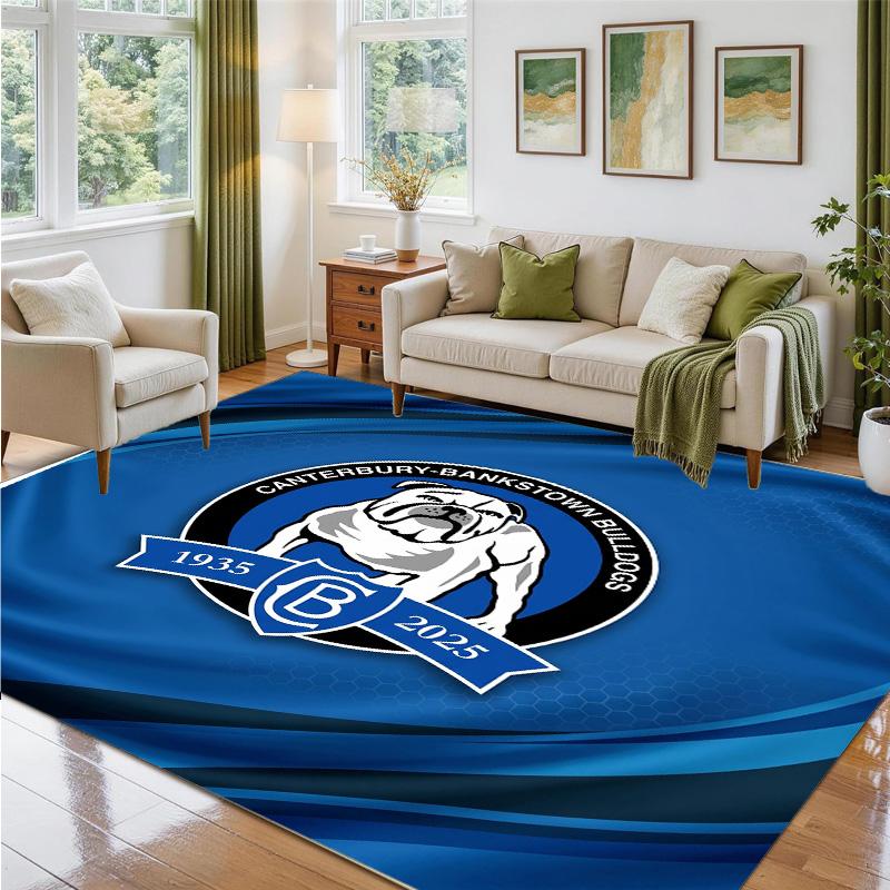 Canterbury-Bankstown Bulldogs Design Crystal Velvet Rug Soft Decorative Mat for Bedroom Entrance