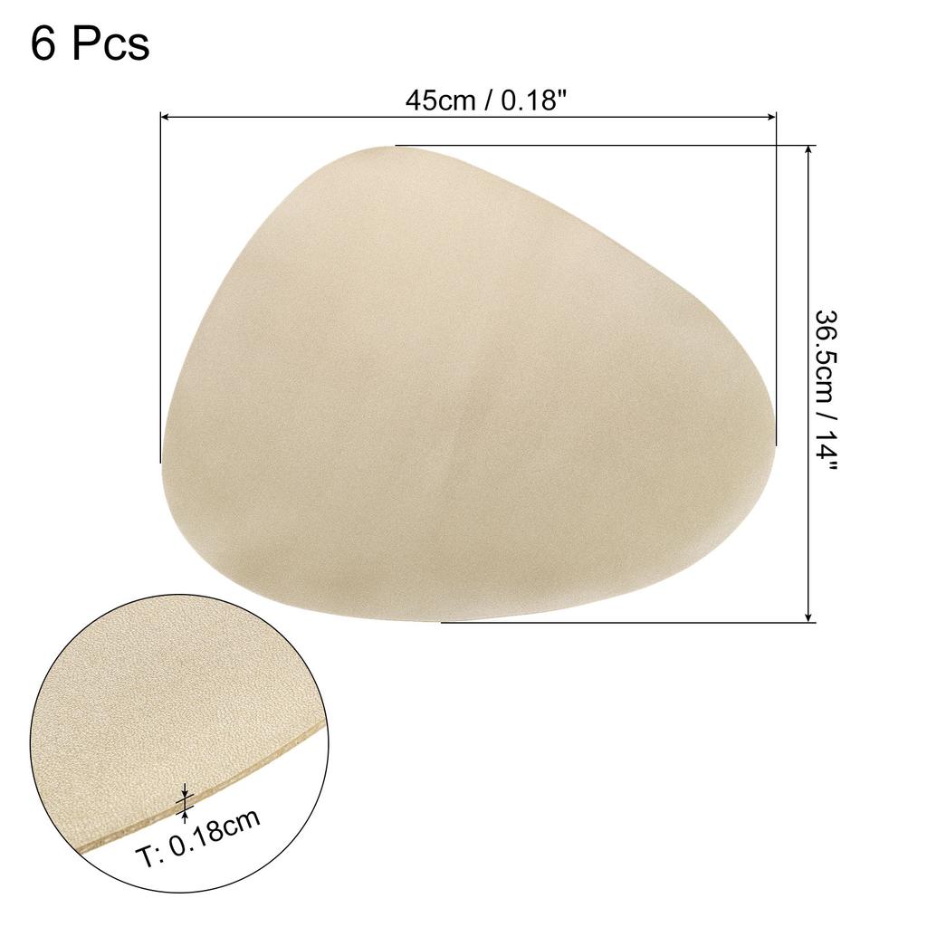 6pcs Oil-Proof Waterproof Dual-Sided Place Mats Irregular Shape PU Leather Placemats for Coffee Shops Kitchen Bistro Tables Bars