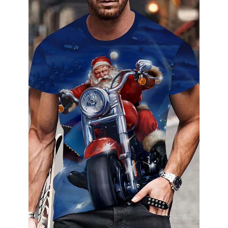 Summer Men's 3D Santa Printed Crew Neck T-Shirt