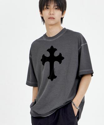 BY.L Cross Pigment Short Sleeve T-Shirt Charcoal