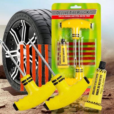 1 Juego de Kits de Reparación de Pinchazos Herramienta de Reparación de Neumáticos de Coche Con Tiras de Goma Herramienta de Reparación de Neumáticos sin Cámara Pinchados Para Coches Camiones Motos