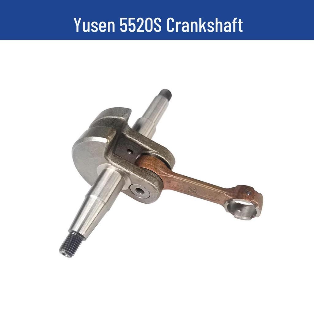 Yusen Chainsaw 5520 Parts: Cylinder, Carburetor, Clutch, Drive Disc, Pull Starter, Ignition Coil, Air Filter.
