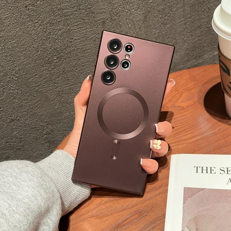 Suitable for Samsung S25ultra Phone Case Magnetic Suction S24plus Full Inclusive S23FE Matte S22u Lens Film Soft Case