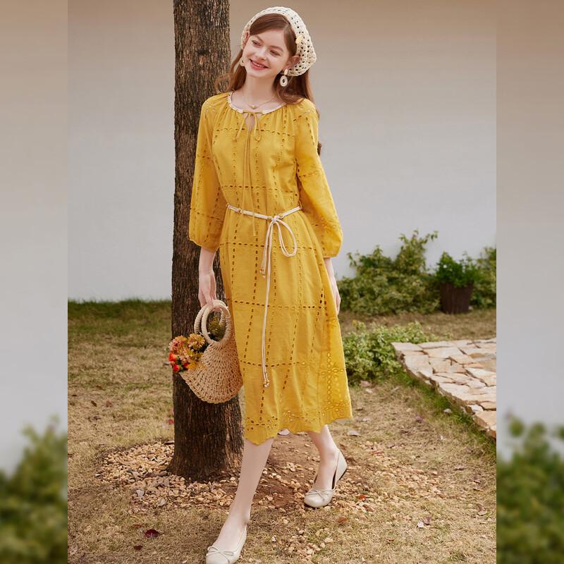 Pastoral Hollow-out Cotton Maxi Dress