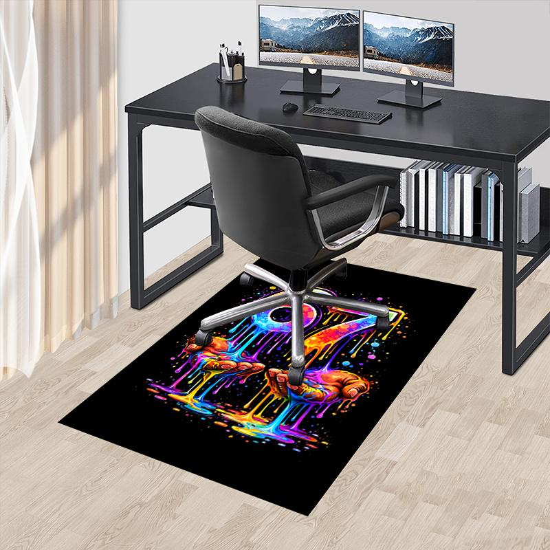 

67 Six Seven Fashionable Fun Printed Colorful Dripping Paint Chair Mat Office Carpet for Home Decor, Sofa Rug, Desk Pad Gift for Any Room 60cm by 90cm