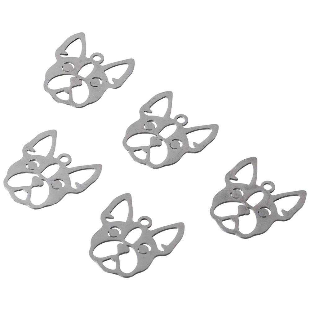 28.5*32mm French Bulldog Doggy Dog Bull Dog Head Pendants Stainless Steel Charms  For Necklace
