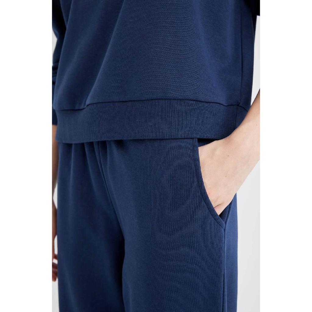 Normální střih Basic Silný fleece Uvnitř Crew Výstřih Pružný pas Bavlna Tepláková souprava D8022axns