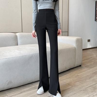 High Waist Front Split Micro-horn Trousers Women's Spring and Summer Pendant Feeling High Waist Thin Trousers Mopping the Floor