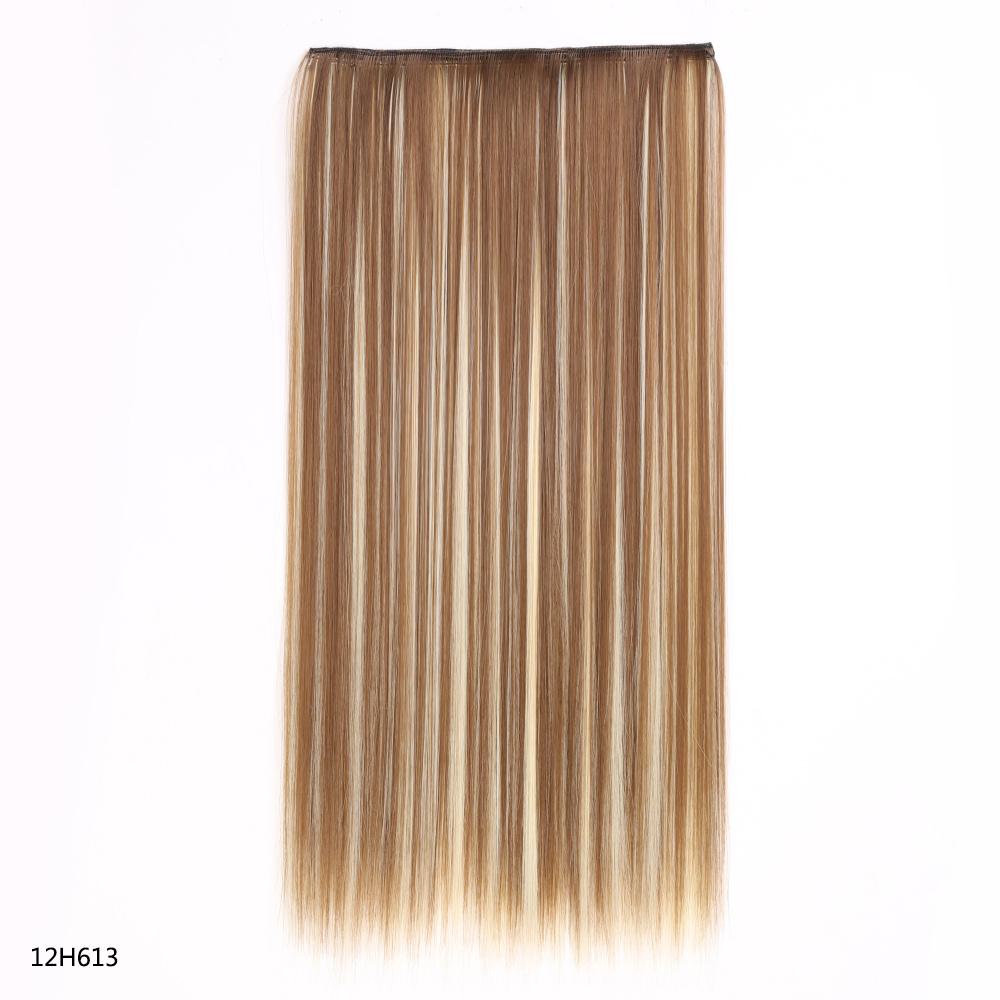 Synthetic Hair Extension Clip Ins One Piece With 5clips Long Straight Hair Brown Blonde Color For Women Daily Use