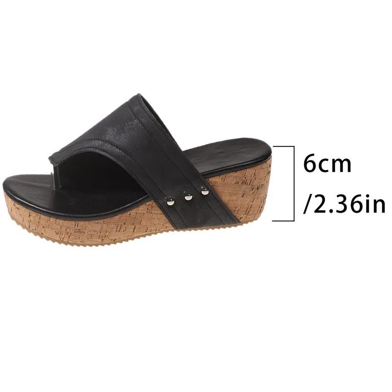 2024 Summer High Quality Women's Slippers Everyday Comfort Solid Color High Heel Slip-on Toe Large Size Women's Slippers