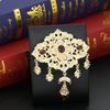 Sunspicems Elegent Crystal Women Brooch Morocco Jewelry Gold Arabic Caftan Hijab Brooch Pins Flower Bride Wedding Bijoux