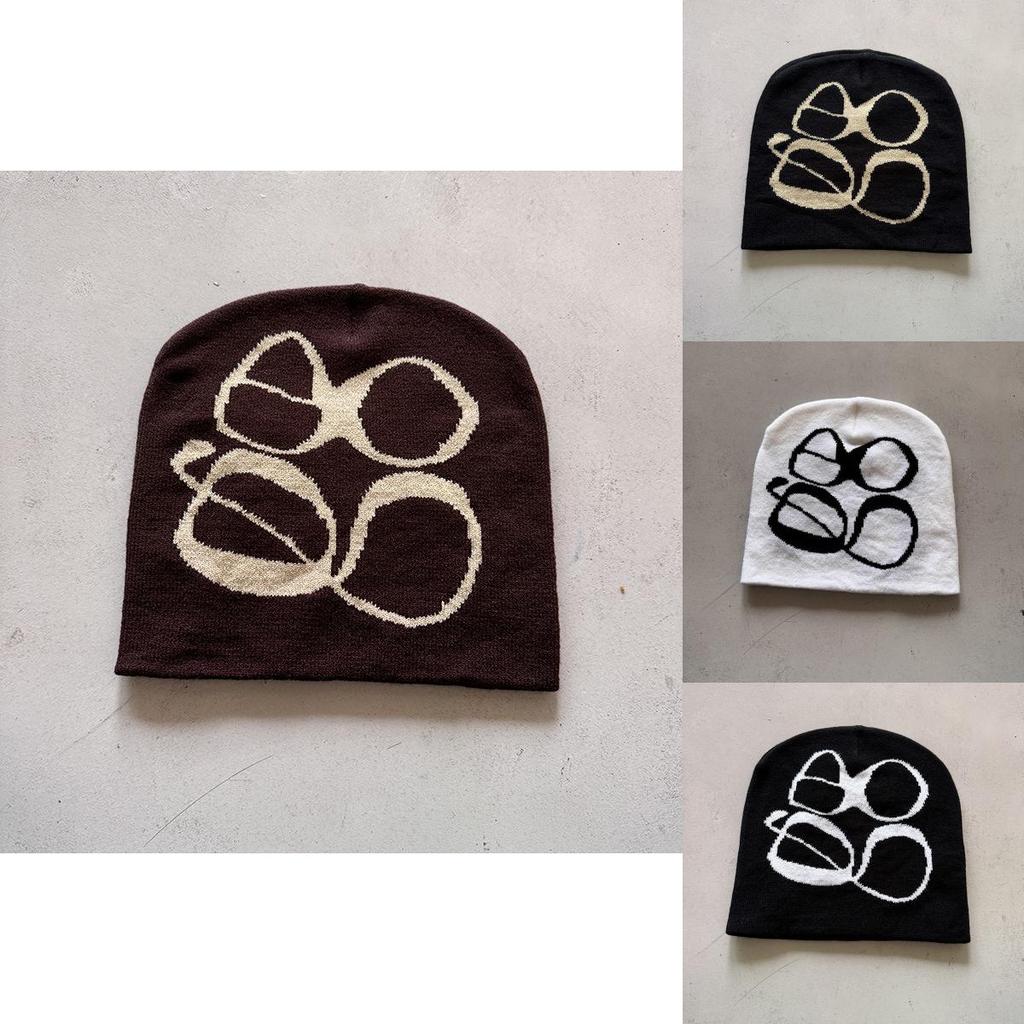 Korean Style High Top Knit Hat With Embroidered Letters For Autumn Winter Casual