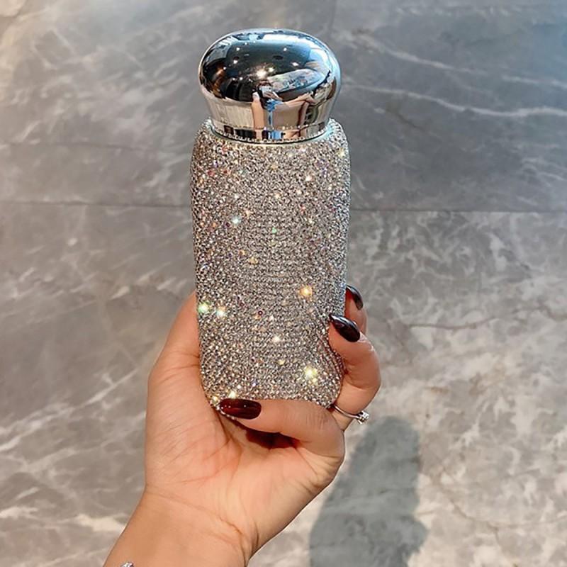Elegant Mini Stainless Steel Insulated Tumbler 220ml Women Lightweight Luxury Drinkware With Crystal Accents