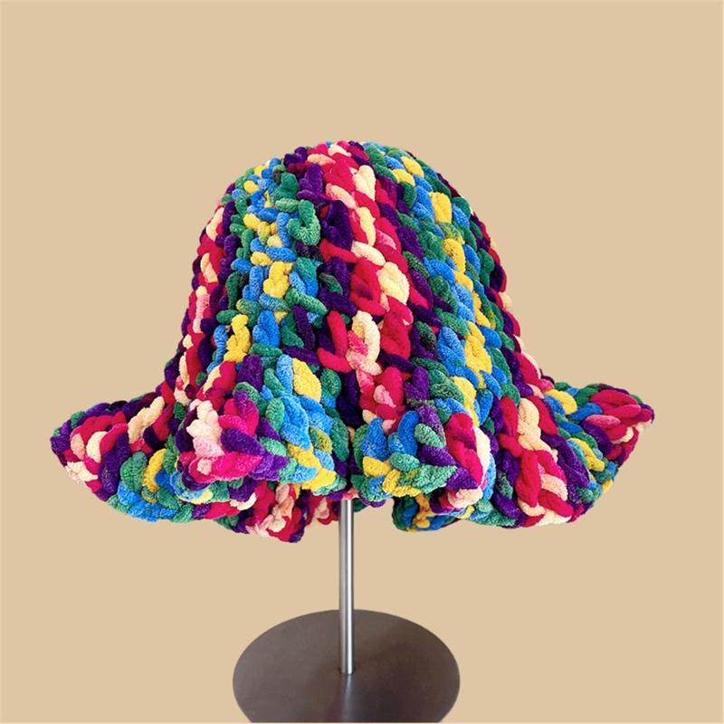 Oversized Hat Handwoven Flouncing Crocheted Hat for Music Festival Simple Flouncing Hat for Music Festival