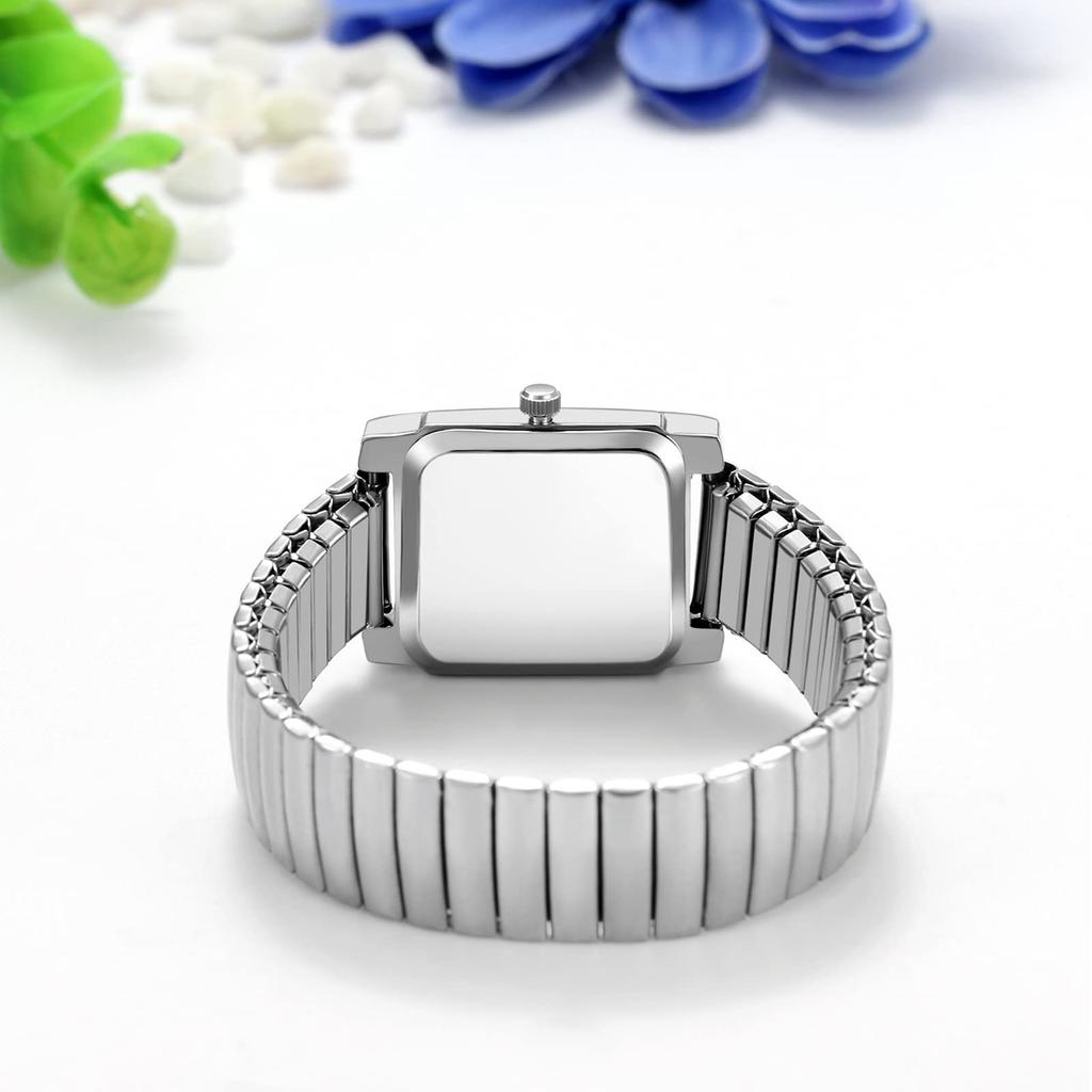 Square Elastic Analog Gift Ladies' Watch, Bracelet, Popular, Stylish, Strap, Display, Waterproof, Ladies' Watch, Silver, Birthday, Anniversary,