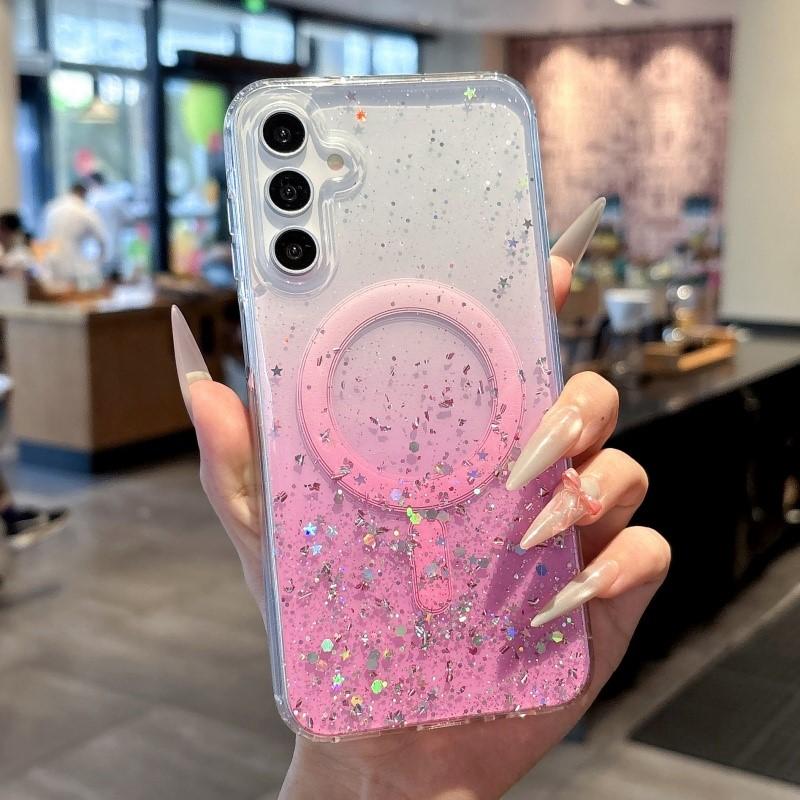 Phone Case Cswo02 Glitter Gradient Clear For Magsafe Case For Samsung Galaxy S25 S24 S23 Fe S22 Plus Ultra A05 A06 A15 A16 A26 A36 A56 Capa