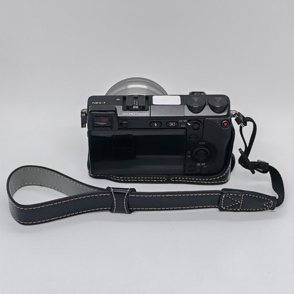 For Sony NEX-7/NEX-6 PU Leather Camera Case Battery Opening Design Half Body Cover with Hand Strap