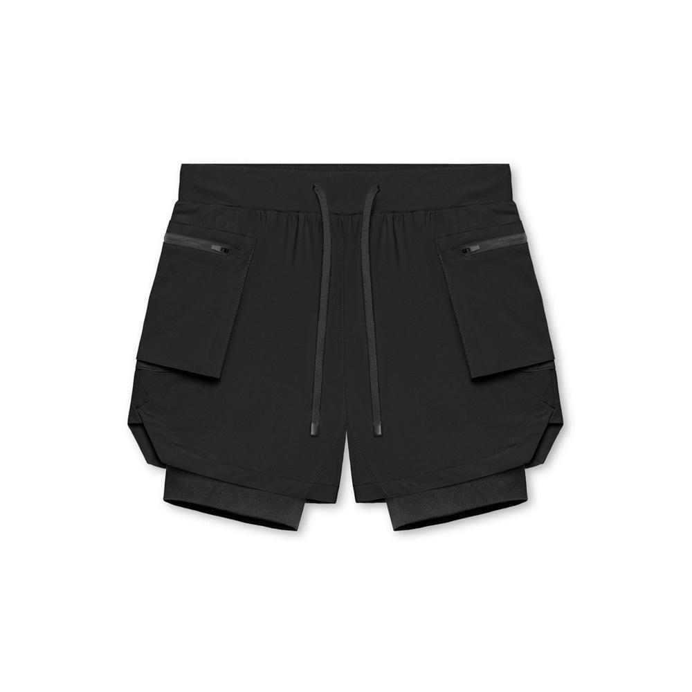 

Мужские спортивные шорты для бега Crazy Muscle, двухслойные, с имитацией карманов, с пентаграммой для активного отдыха XXL