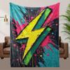 Comfortable Lightning Pattern Fleece Blanket - Soft High-Definition Digital Print All-Season Throw,  Polyester, Machine Wash