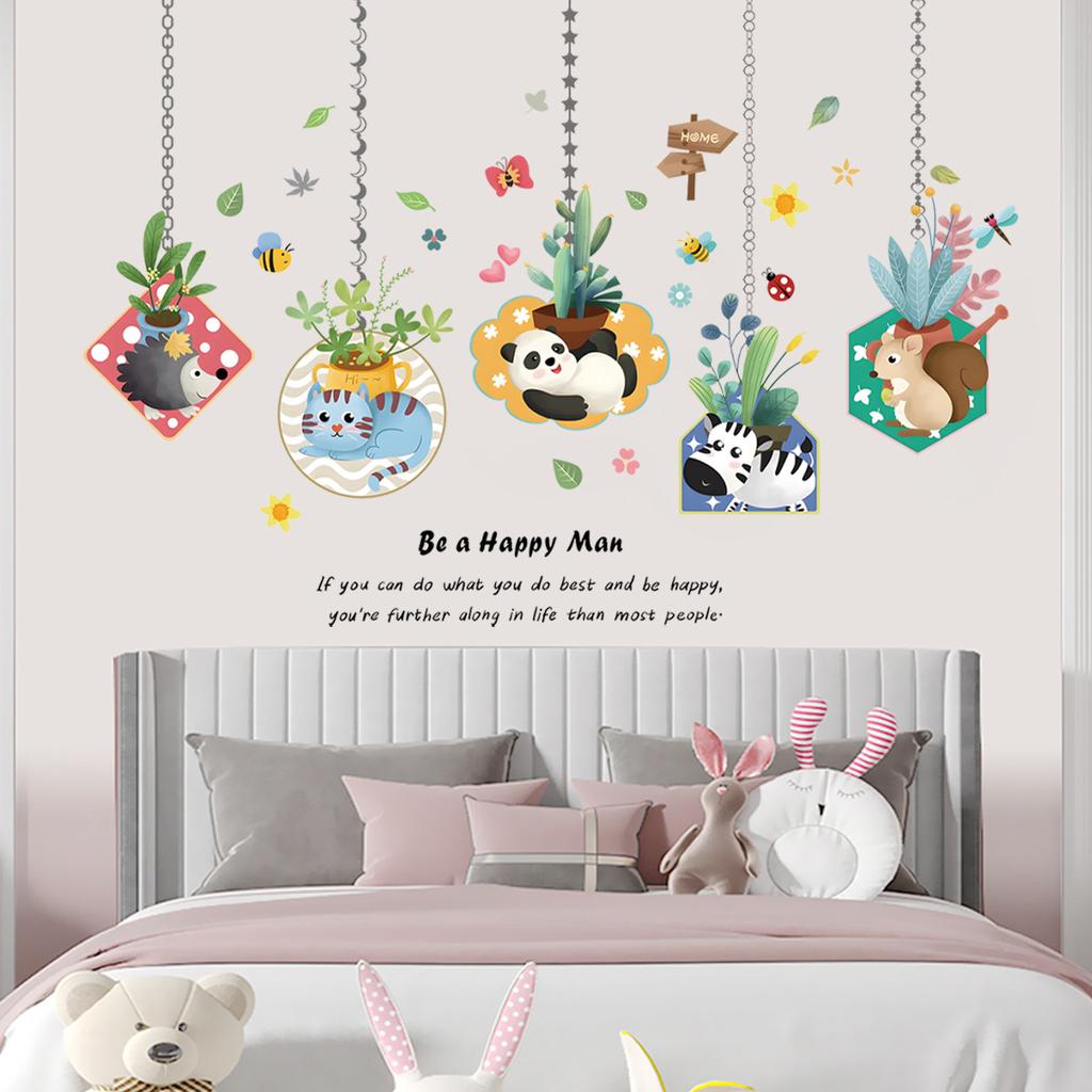 Kids Room Wall Stickers Cartoon Nursery Decoration Self Adhesive Removable Decor for Kindergarten Baby Bedroom Classroom