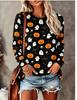 Damen Halloween Langarm-T-Shirt Tag der Toten Zuckerschädel Rose Blumendruck Rundhalsausschnitt Herbst Lässige Oberteile