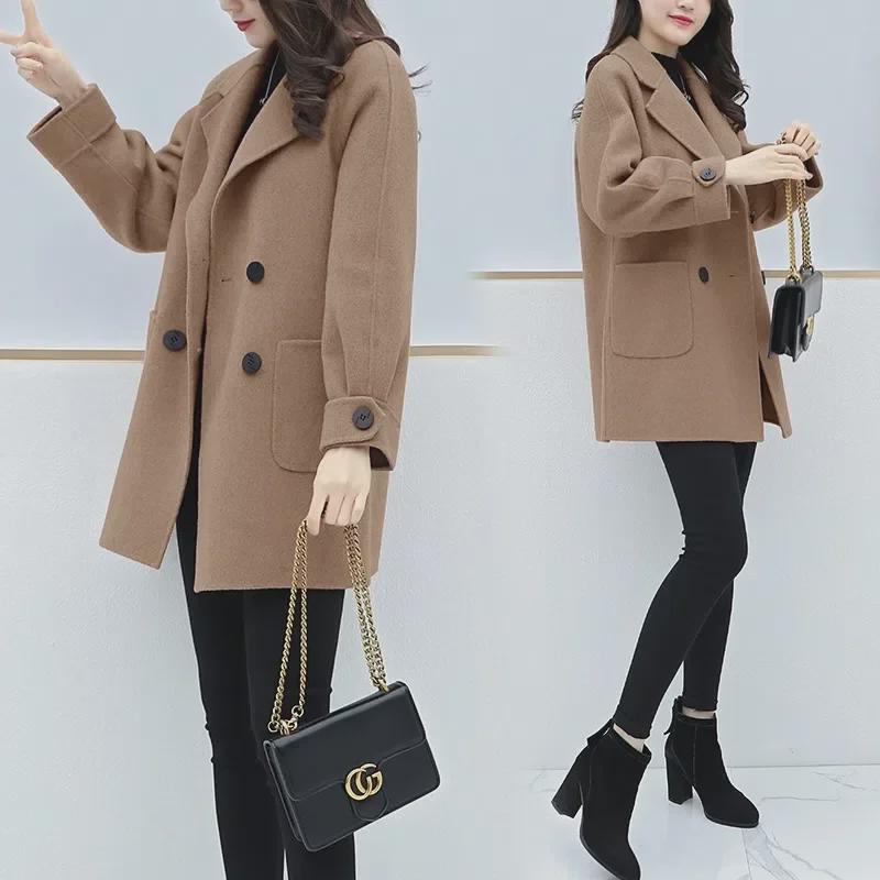 "Women's Stylish Mid-Length Wool Coat - New for Autumn/Winter 2024, In Loose & Slim Fits, Sizes Available."