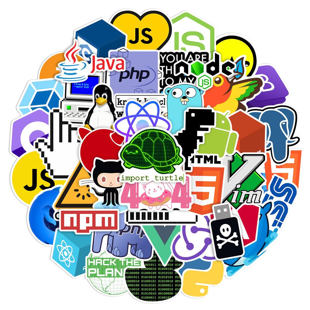 10/25/50 Pezzi Sticker Geek Programmatore Java Git Icone Graffiti per Skateboard Chitarra Laptop Telefono Bagaglio Borraccia Auto