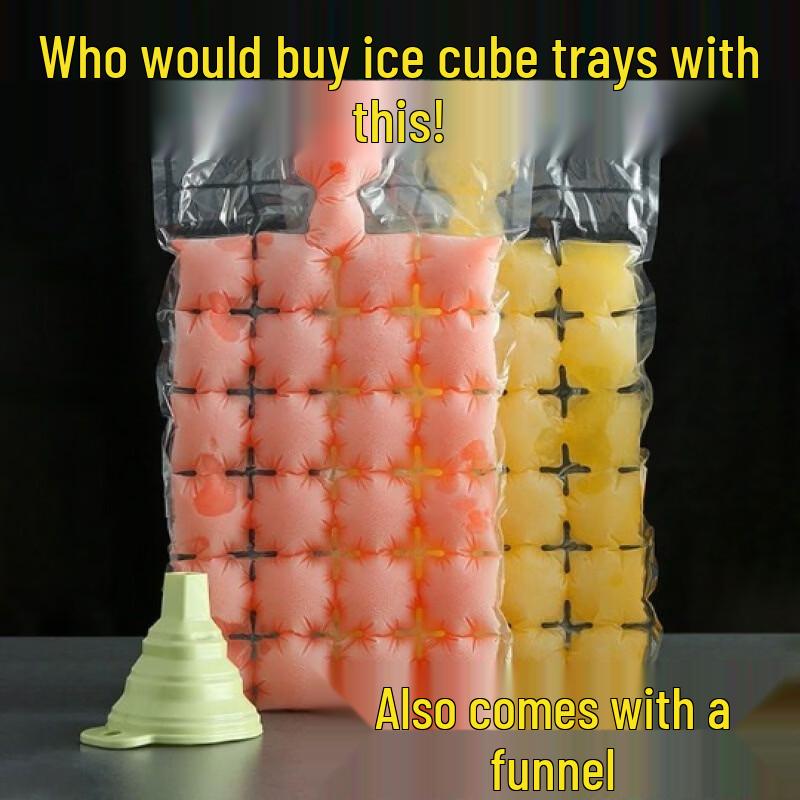 

Self-Sealing Transparent Ice Cube & Storage Bags with Funnel