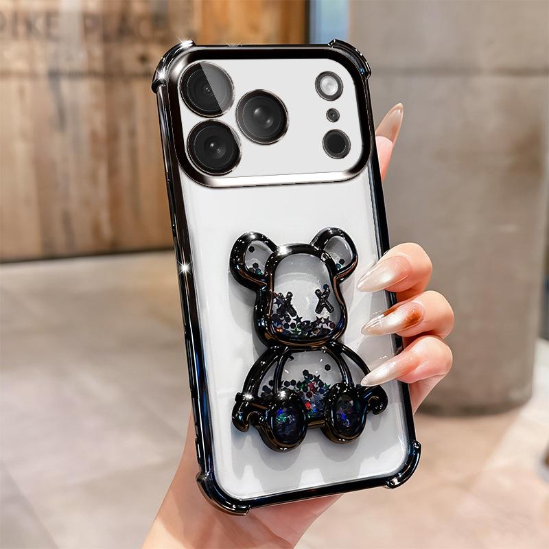 Applicable To iPhone17proMax Airbag Mobile Phone Case Quicksand Violent Bear Apple 16 Four Corners Anti-drop 15 Protective Case