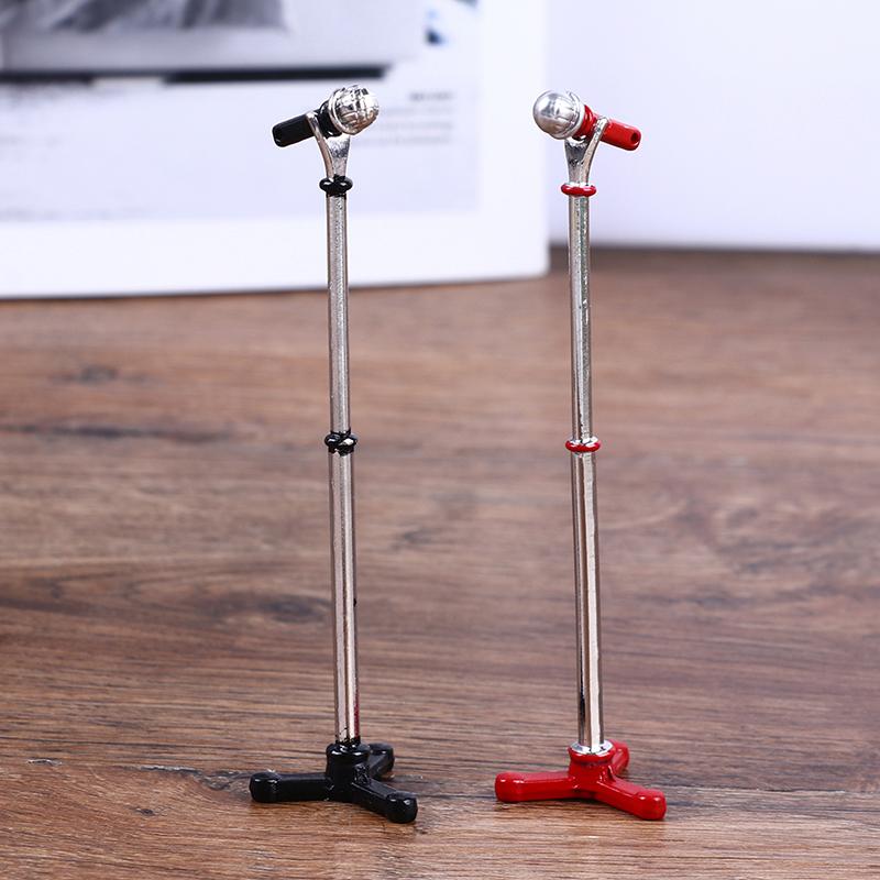 1:12 Dollhouse Miniature Microphone Model W/Stand Musical Instrument Furniture Decor Toy
