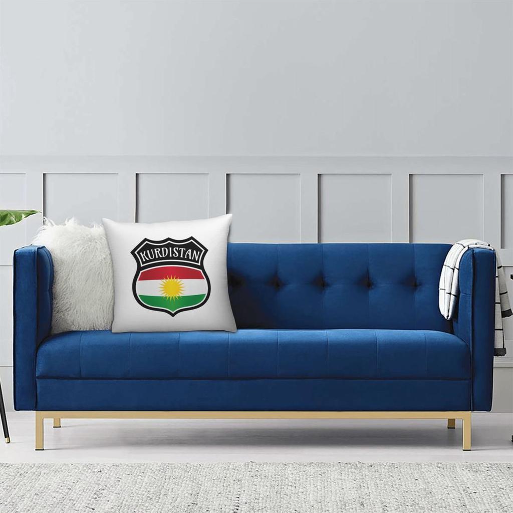 Kurdistan Shield Pride Flag Square Pillowcase Pillow Cover Cushion Throw Pillow for Home Bedroom Car