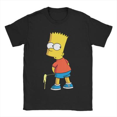 The SSimpsons Cartoon T Shirts Pure Cotton Fun TShirts Round Neck Funny Bart Piss Art Tees Short Sleeve Clothing 4XL 5XL