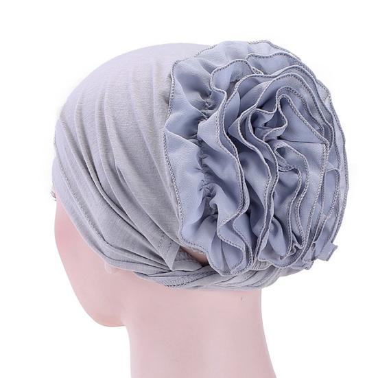 Women Lady Solid Color Head Scarf Flower Hat Cap Cotton Bandana Headwrap
